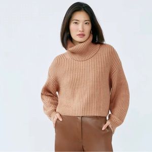 Babaton Aritzia “Guell” turtleneck sweater. Marino wool. Heather gold camel.